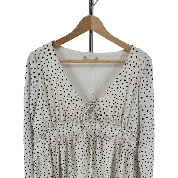 Altar’d State White Black Polka Dot Mini Dress size Large NWT Long Sleeves - Picture 3 of 12